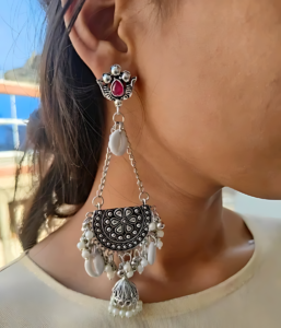 Earring Design Stylish Oxidized Silver Earring Plated Long Earrings for Women Gift | Trendy Artificial Jewelry 3 Earring Design Silver Earring
