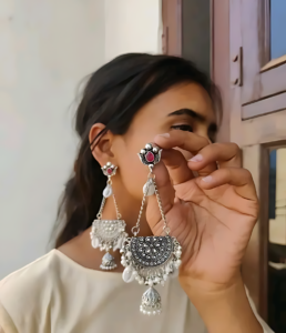 Earring Design Stylish Oxidized Silver Earring Plated Long Earrings for Women Gift | Trendy Artificial Jewelry 2 Earring Design Earrings for Women